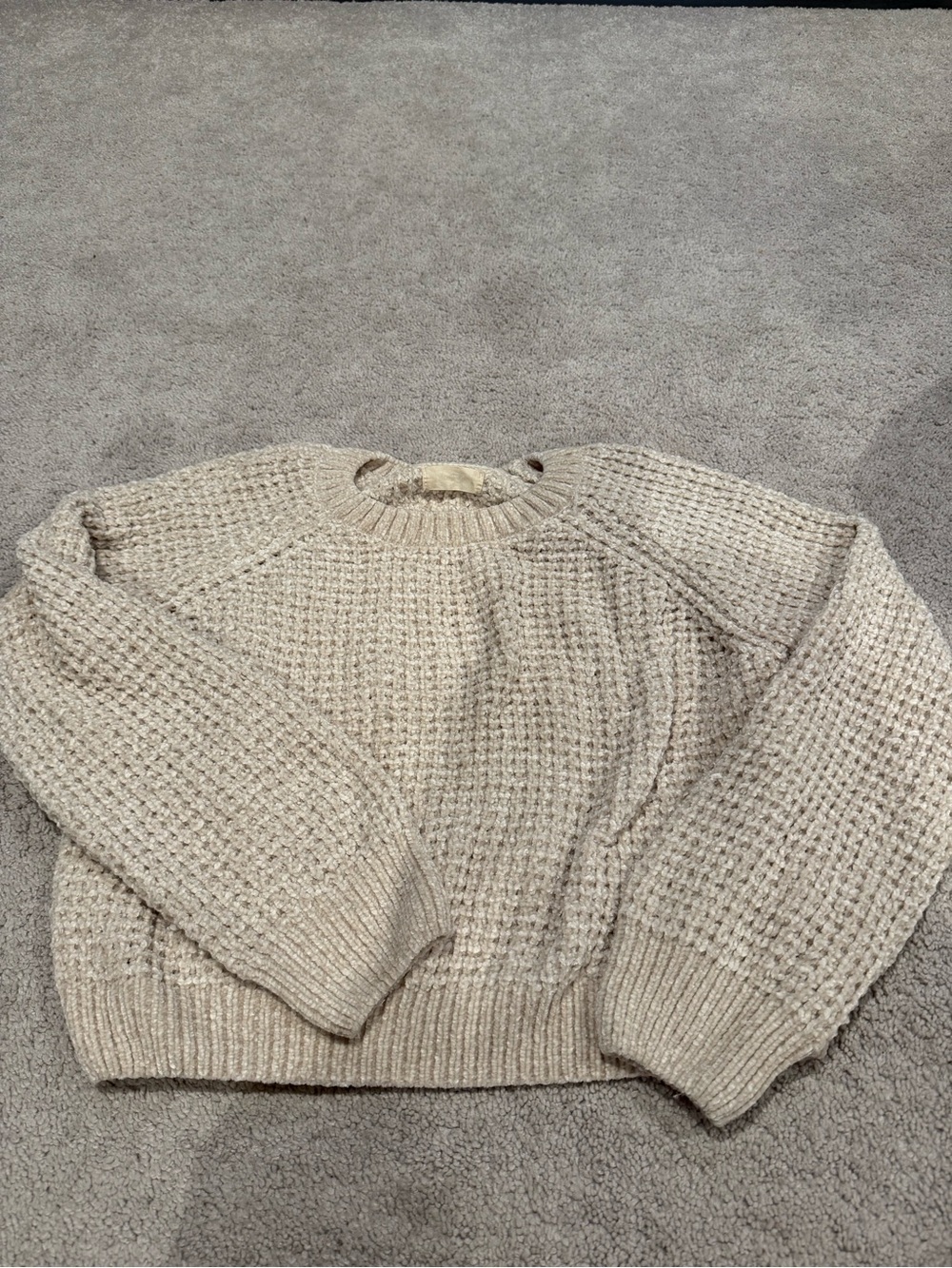 Altar'd State Cream Waffle Knit Crewneck Sweater